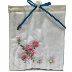 Vintage Handkerchief Embroidered Elegant Flowers